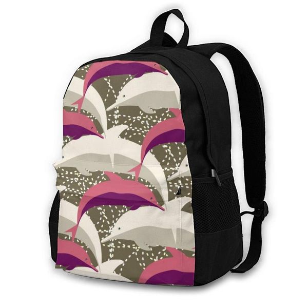 

backpack dolphins flock under water shoulder bag casual women teenage girl school bagpack