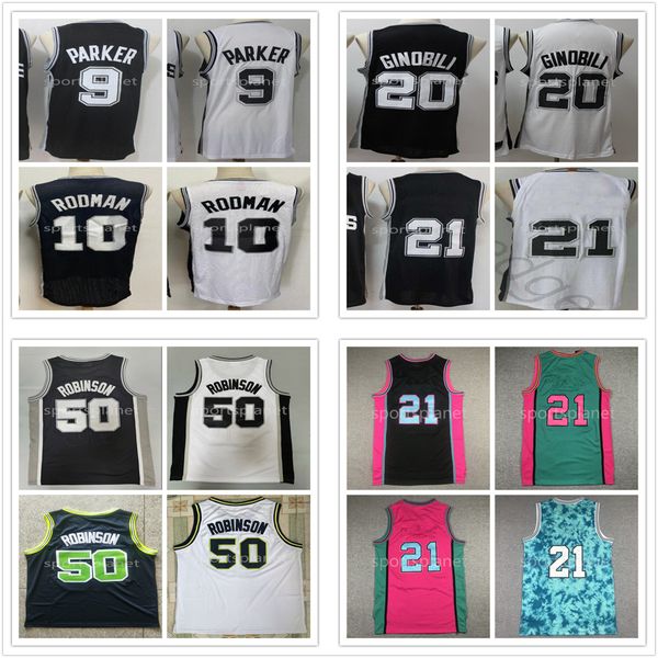 

1998-99 mitchell and ness basketball tim 21 duncan jerseys david mens retro 50 robinson dennis 10 rodman tony 9 parker manu 20 ginobili embr, Black;red