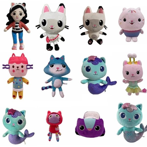 Gabby Dollhouse Peluş Oyuncak Gaby Oyuncaklar Ev Kedi Karikatür Dolması Hayvanlar Mermaid Kediler Plushie Bebekler Çocuklar Hediye