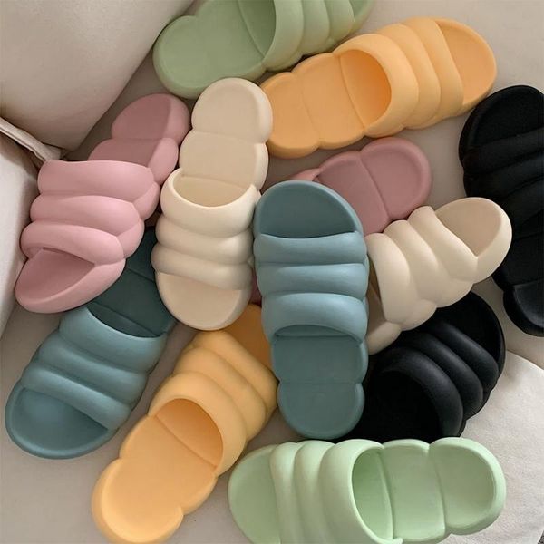 

thick platform horsehold slippers women indoor bathroom slides soft eva anti-slip home floor ladies summer shoes, Black