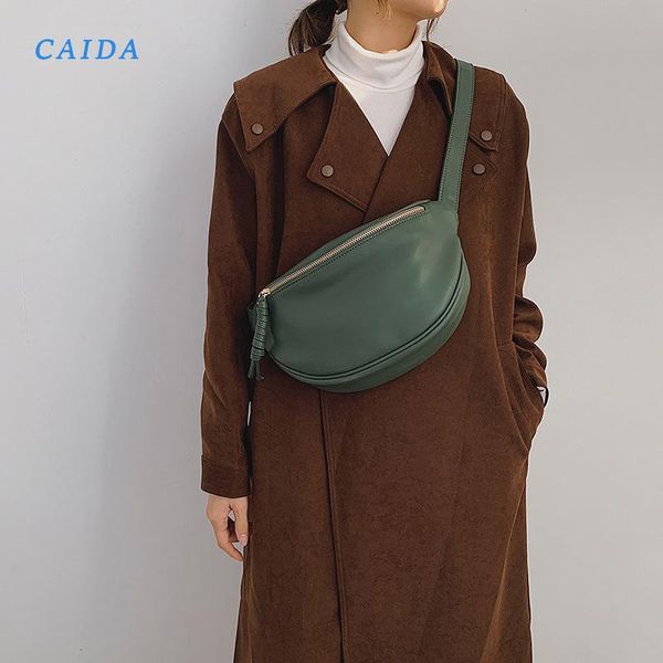 

fashion women waist bag fanny pack large capacity crossbody chest banana pu leather ladies belt messenger bags