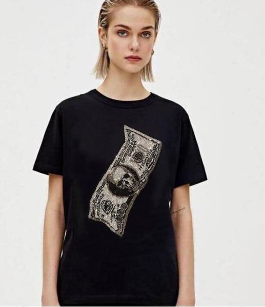 

men's t-shirts female designer fashion shirt diamonds short t-shirt black and white o-neck cotton s, White;black