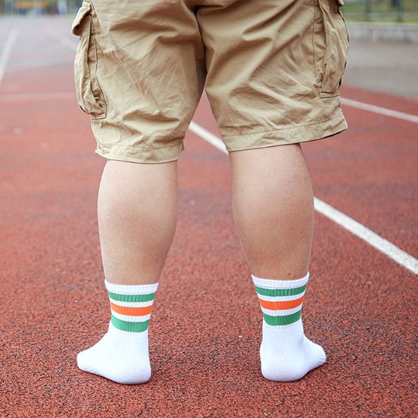 

convenience store men's pure cotton socks red blue striped warm towel bottom, Black