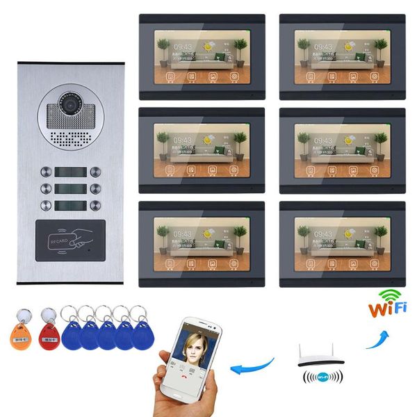 

inch 1v6 two way intercom video door phone id card access control system phones