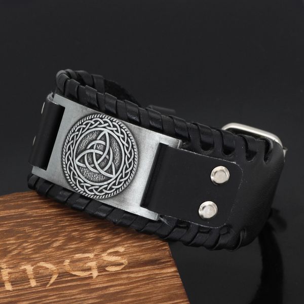 

viking triangle bracelet men's jewelry nordic cowhide bracelet, Silver