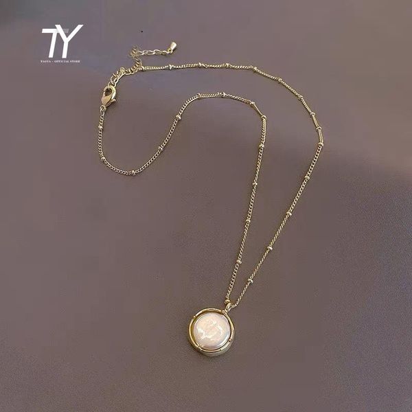 

pendant necklaces korean fashion high gloss natural pearl short necklace gothic girl's clavicle chain for woman 2021 accessories, Silver