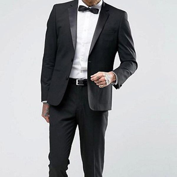 

men's suits & blazers 2 piece black formal wedding tuxedo for groom slim fit men with notched lapel male fashion jacket pants custom co, White;black