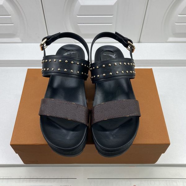 

summer ladies shoes brand sandalias retro chaussure femme rivets shoes women leather sole sandals women thick sole shoes female, Black