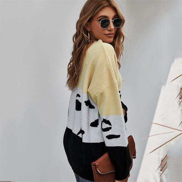 

knit cardigan women's coat winter contrasting color knit sweater coat full sweaters for clothes 210517, White