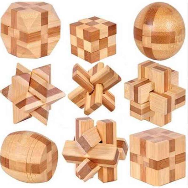 

9 pcs new excellent design iq brain teaser 3d wooden interlocking burr puzzles game toy for kids pqq02