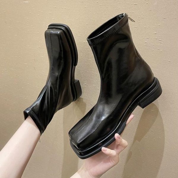 

boots 2021 thin square heel women's head spring and autumn single, Black