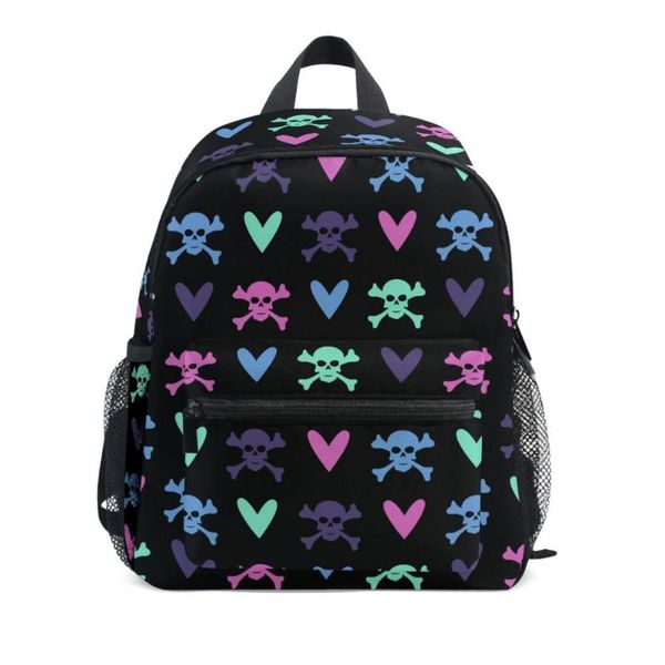 

3-8 years old black backpack kindergarten children cute school bag baby girl schoolbag skulls painting mochila gift good quality bags