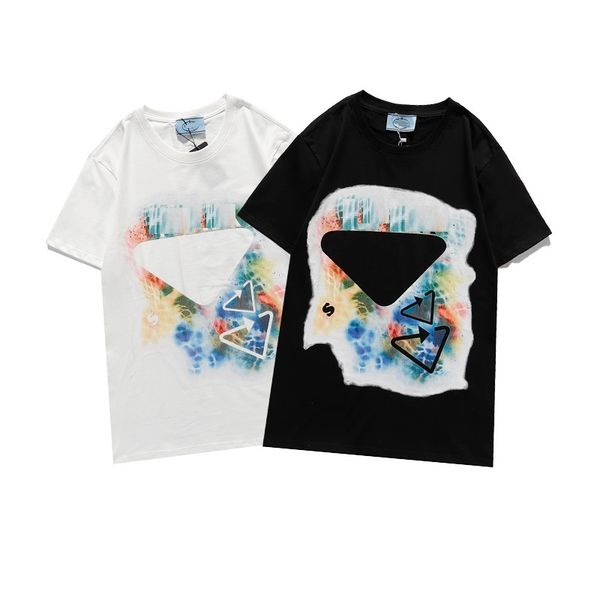 

designer mens triangle pd luxury tee tshirt new summer short sleeve european american popular letter printing t-shirt men women couples g t-, White