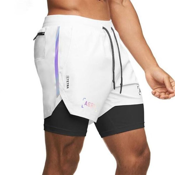 

camo running shorts men 2 in 1 double-deck quick dry sport fitness jogging workout sports short pants 210713, White;black