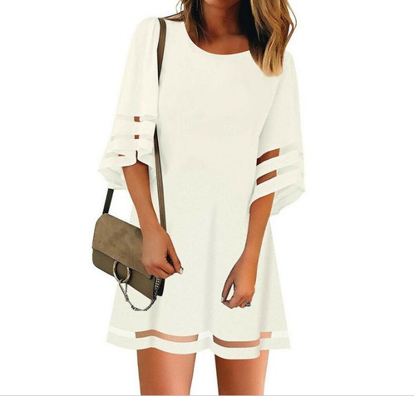 

factory2rzi new [new customer's first popular order mail fast chiffon mesh splicing trumpet sleeve dress for women's wear], White;black