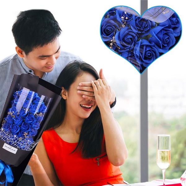 

gift wrap 1 bouquet 33 heads artificial flowers soap flower tea rose autumn silk fake for diy living room garden wedding decoration