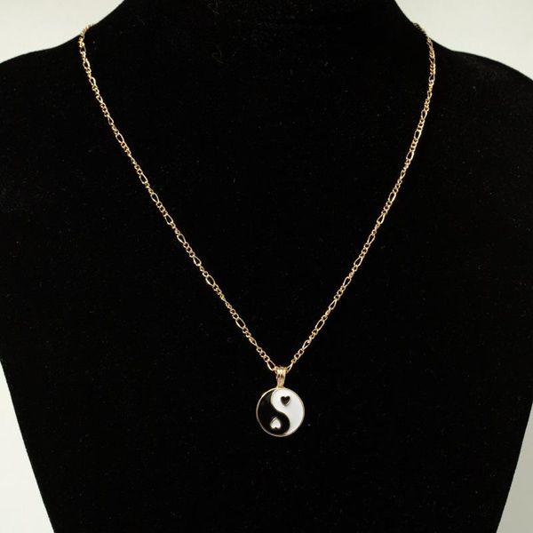 

ins trendy gold chain black white chinese yin yang tai ji pendant choker necklace summer korean fashion women party jewelry necklaces, Silver