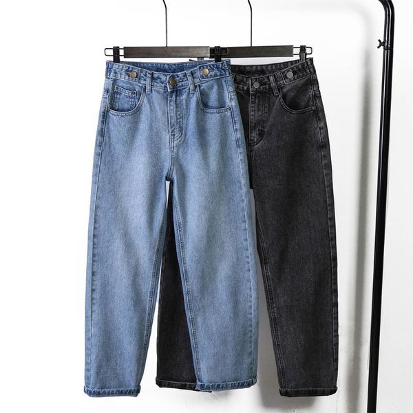 

women's jeans wide leg woman loose denim pants mujer high waist boyfriend rugged trousers ladies korean 2021 jean femme, Blue
