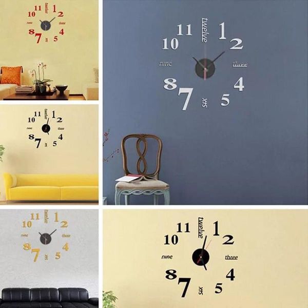 

wall clocks acrylic stickers 3d mirror diy fashion clock sticker home decor removable cool
