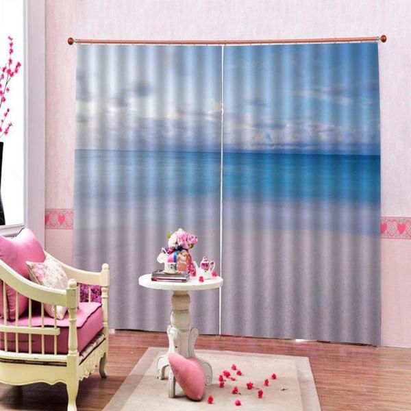 

curtain & drapes 3d luxury blackout window living room beach curtains blue