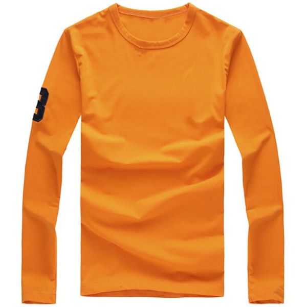 

men's small big horse long-sleeved t-shirt homre 100%cotton long sleeve casual o-neck short homme t-shirts, White;black
