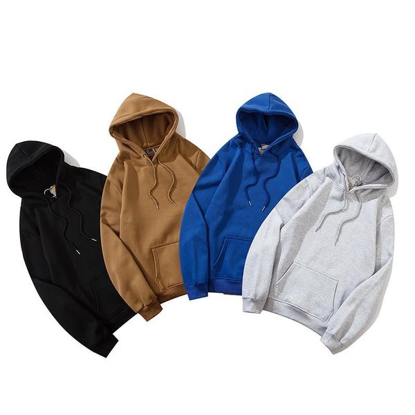 

designer men's and women's hoodie sweater basic hooded plus velvet embroidery trend loose four colors m-xxl size, Black