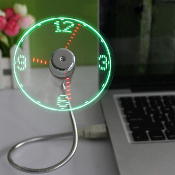 

electric fans mini usb fan gadgets flexible led light time clock deskcool gadget display for pc lapnotebook