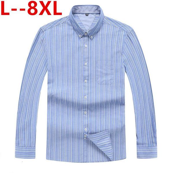 

men's casual shirts 8xl 6xl 5xl fashion striped long sleeved shirt flannel 100% cotton soft male social slim fit anti-shrinkage design, White;black