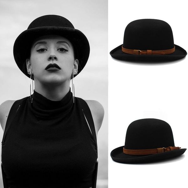 

wide brim hats woolen hat with oval and hard for men women, Blue;gray