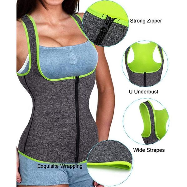 

women's shapers women neoprene waist trainer corset tummy belly control push up vest zipper sweat sauna girdle cincher black gray shape, Black;white