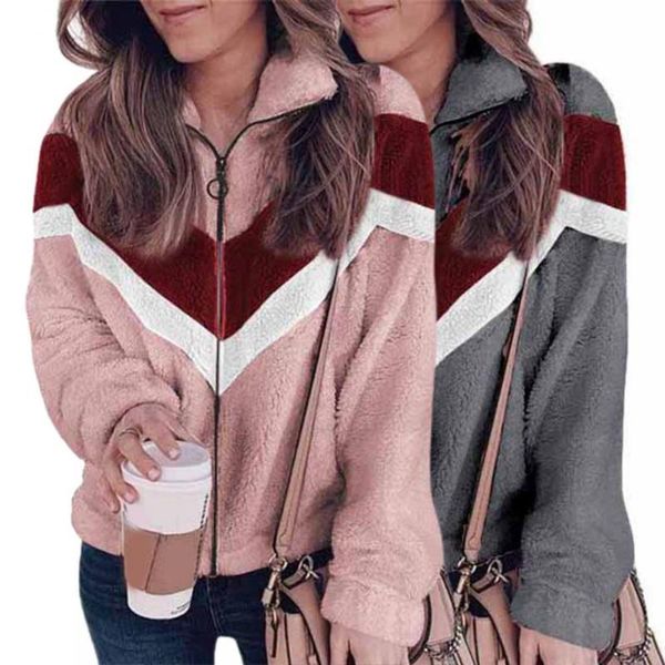 

women's sweaters cardigan jacket simple zipper closure women fleece comfy winter coat, White;black