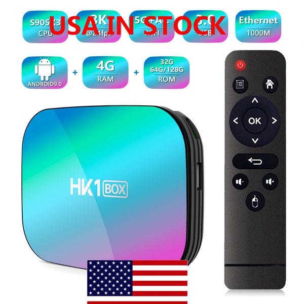 NAVIO DOS EUA HK1 Amlogic S905X3 Tv Box Android 9.0 1000m 8K 4GB RAM 32GB Rom Quad Core