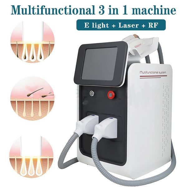 Epilatore portatile 3 in 1 OPT IPL RF Nd Yag Depilazione laser permanente e ringiovanimento della pelle bambola nera peeling al carbonio salone di bellezza macchina spa