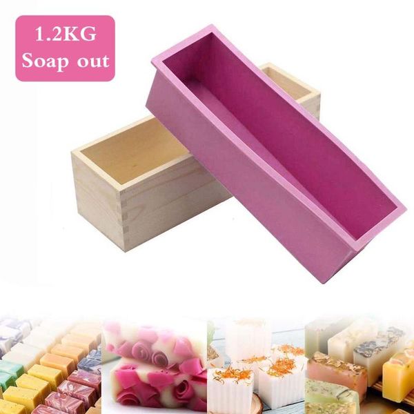 

craft tools handmade cold soap diy mold silicone mould with wooden box rectangular tool