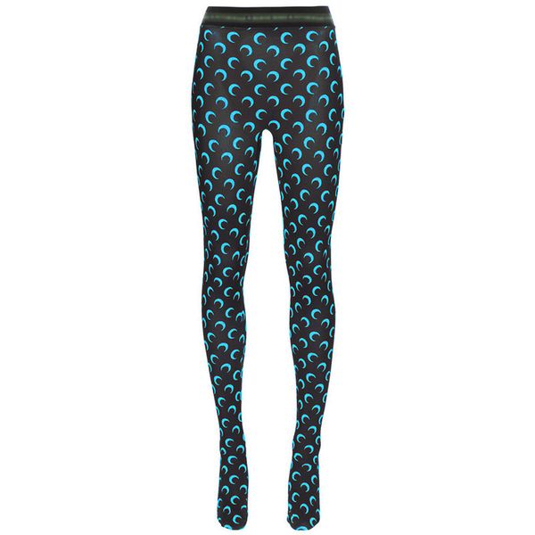 

solid color crescent moon print leggings summer women trousers european and american style chic bodycon outfits s-xl, Black;white