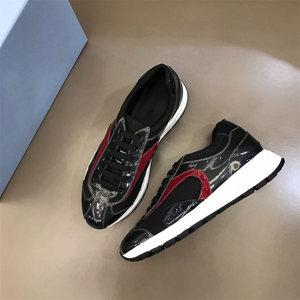 

casual shoes luxury designer sneaker genuine striped rubber outsole leather pointed runner outdoors with box size39-44, Red;white