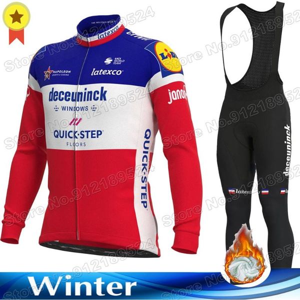 

racing sets 2021 quick step france cycling jersey winter set men clothing road bike thermal jacket suit mtb maillot uniform, Black;blue