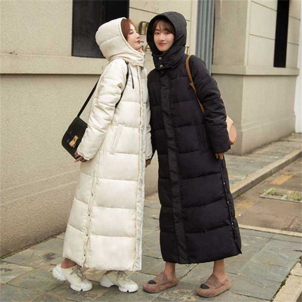 

down cotton clothing women winter korean x-long to ankle bf loose outwear parkas coat 210927, Black