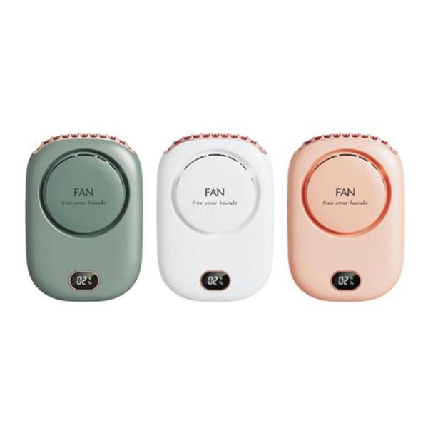 

electric fans lazy neck fan usb charging mini digital display hanging leafless desksmall large wind 3 speed