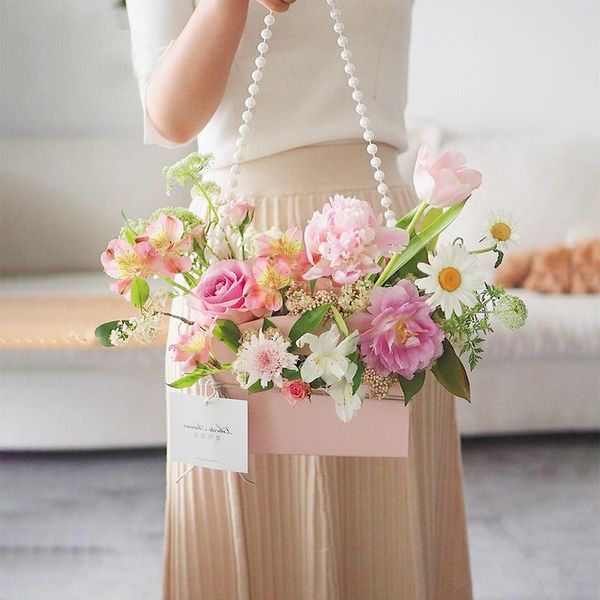 

gift wrap pearl handle flower box boutique valentine's day case birthday package