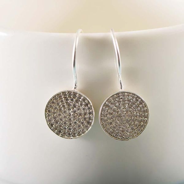 

hoop & huggie real s925 sterling silver simple round exquisite zircon fashion women's earrings charm jewelry, Golden;silver