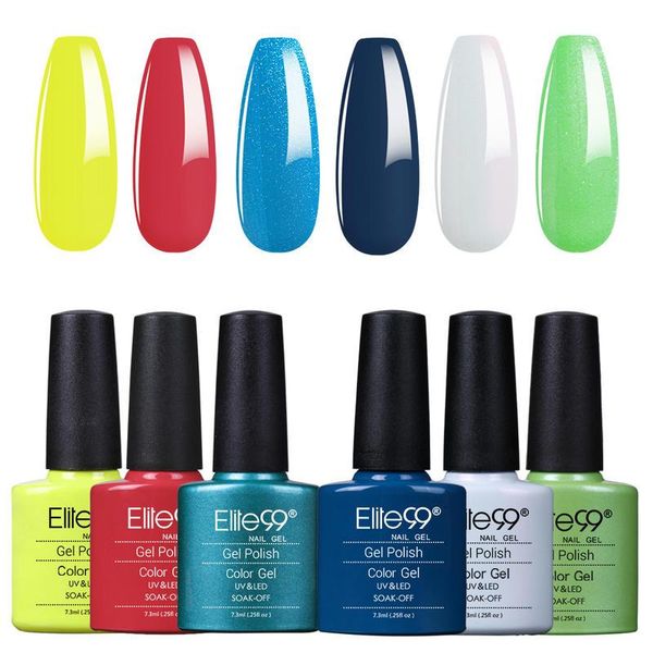 

nail art kits elite99 7.3ml classic color bottle gel polish set 6pcs soak off uv led semi permanent varnish manicure kit