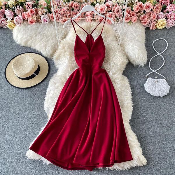 

summer elegant halter holiday beach dress women a-line high waist long cross v-neck suspender seaside dresses casual, Black;gray