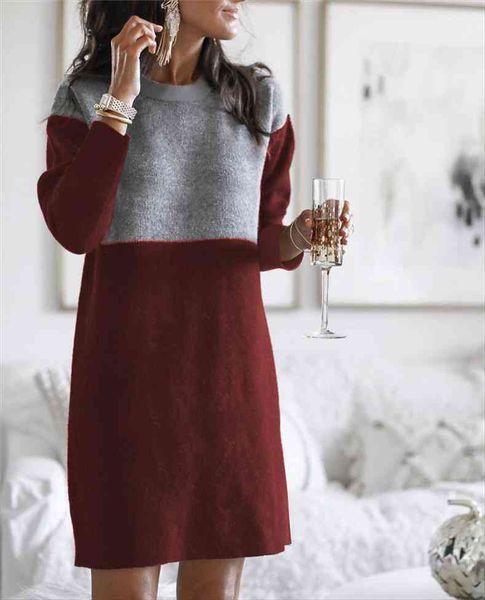 

winter autumn fashion patchwork fleece womens dress long sleeve warm sweater casual vintage night party dresses xxxl, Black;gray