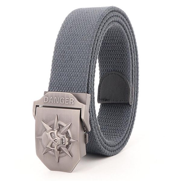 

belts 2021 belt personality skull thickened lengthened canvas student male youth automatic buckle jeans, Black;brown