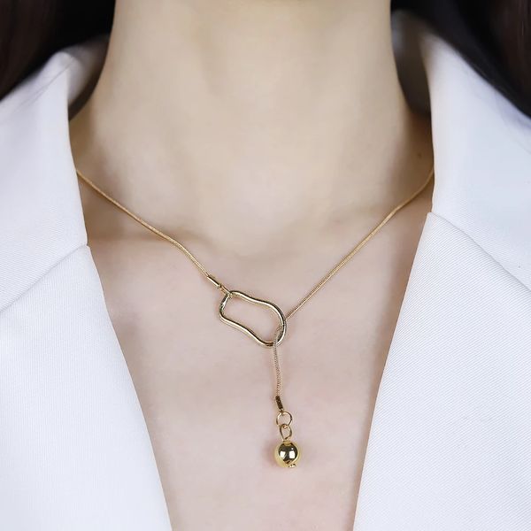 

geometric design advanced sense metal adjustable necklace female new trendy net red temperament simple clavicle chain, Silver