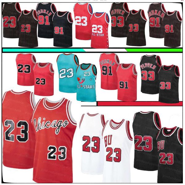 

retro 23 mj jersey scottie 33 pippen jerseys dennis 91 rodman jersey 1996 men's retro mesh basketball jerseys s-xxl, Black;red