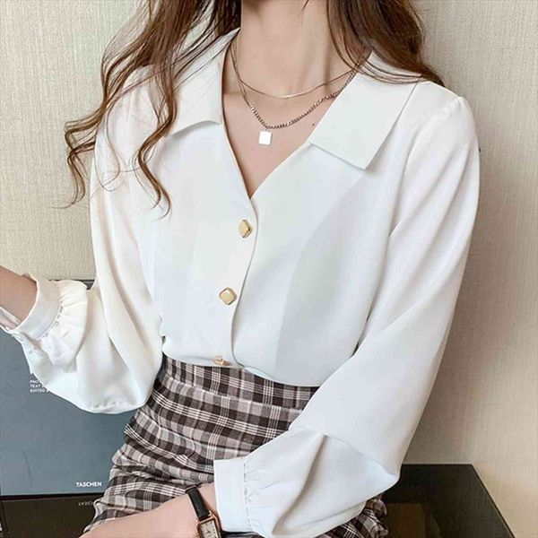 

blusas mujer de moda womens blouses long sleeve white office chiffon shirt d389