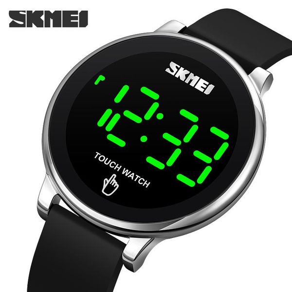

wristwatches skmei led light digital watch men sport touch display 5bar waterproof wristwatch for male clock relogio masculino, Slivery;brown