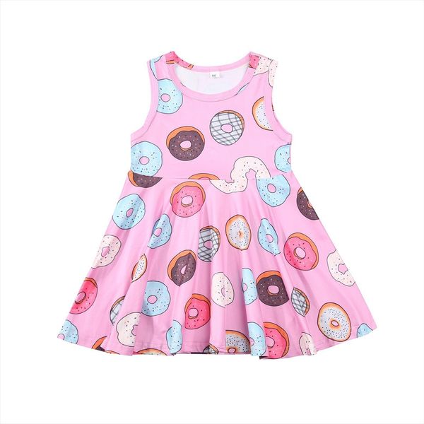 

summer lovely kids girls sleeveless girl dresses doughnut print stylish knee length a line 0 4y, Red;yellow